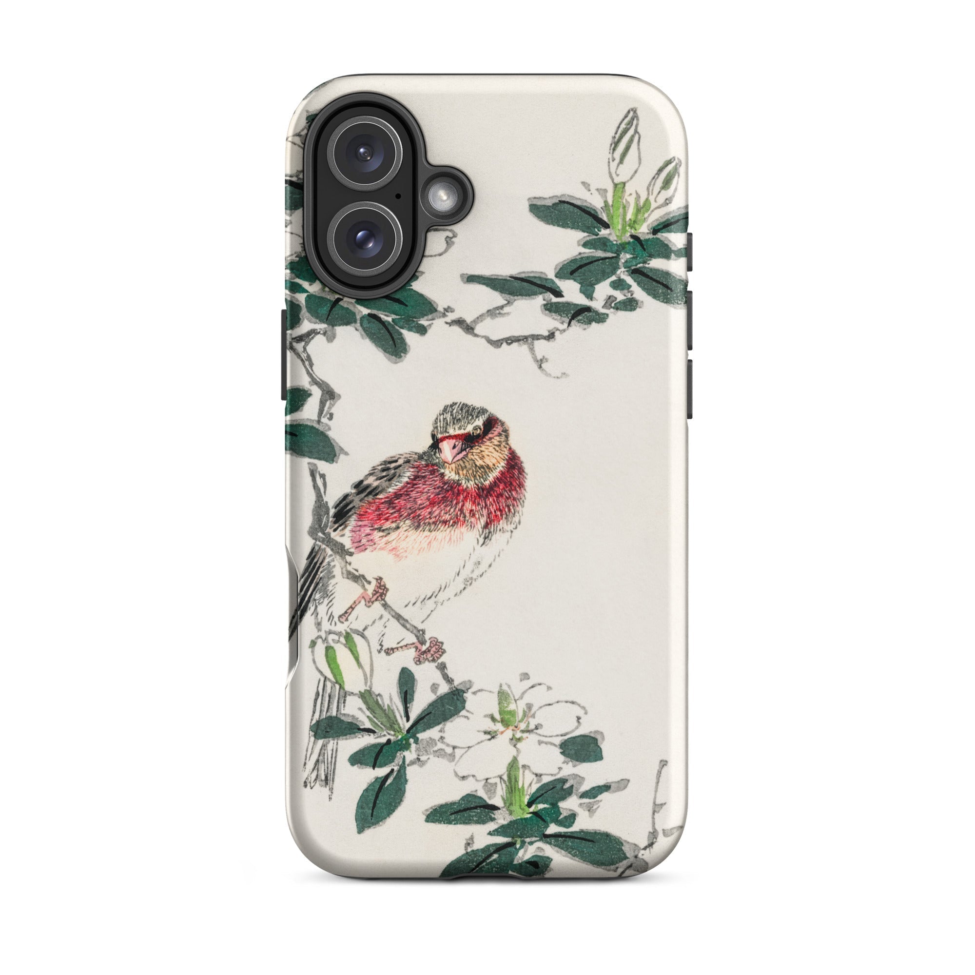 Japanese Rosefinch - Numata Kashu Iphone Case, 16 Plus / Tough Phone, Phone Case Bird Floral Design