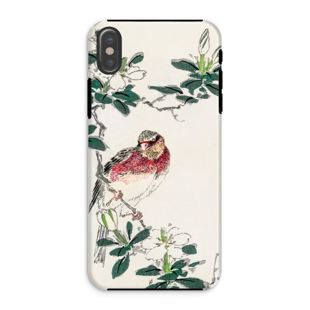 Japanese Rosefinch Numata Kashu Iphone Case, Xs / Matte, Phone Case Delicate Illustration Red Breasted Bird Perched Among