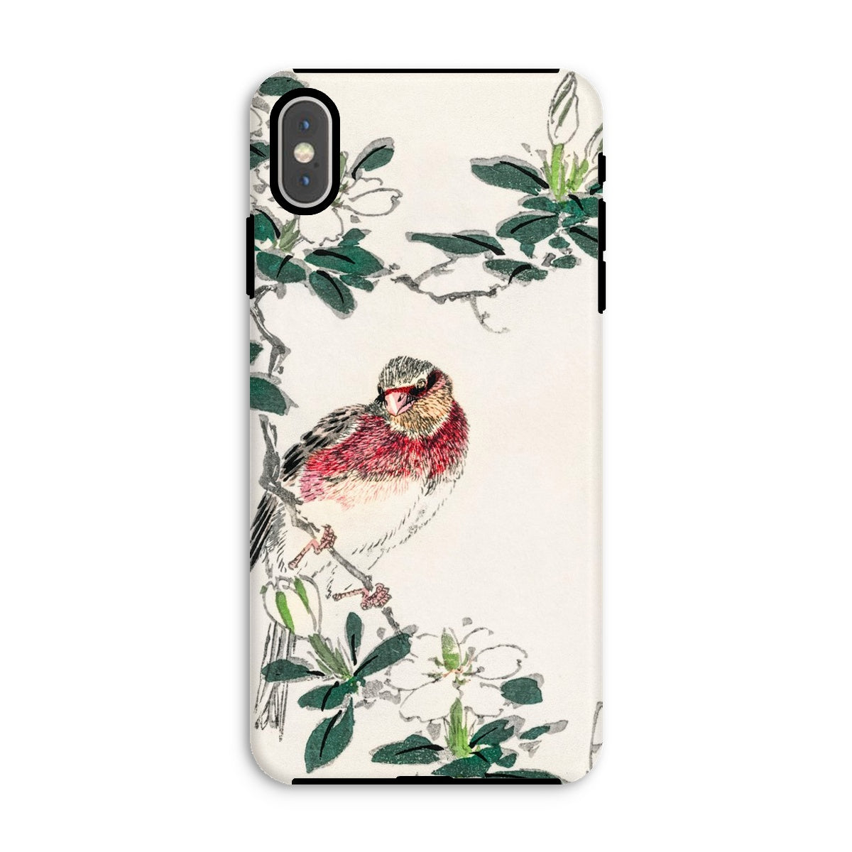 Japanese Rosefinch Numata Kashu Iphone Case, Xs Max / Matte, Phone Case Colorful Bird Perched Branch Floral Elements