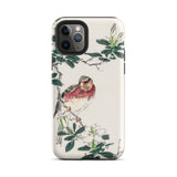 Japanese Rosefinch - Numata Kashu Phone Case Iphone 11 Pro / Matte Bird Floral Design, Scarlet-breasted Finch Perches, Shūchō Gafu Mobile