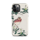 Japanese Rosefinch - Numata Kashu Phone Case Iphone 12 Pro Max / Matte Bird-themed Phone Case Numata Kashu, Scarlet-breasted Finch Perches,