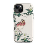 Japanese Rosefinch - Numata Kashu Phone Case Iphone 15 Plus / Matte Phone Case Bird Floral Design Numata Kashu, Scarlet-breasted Finch