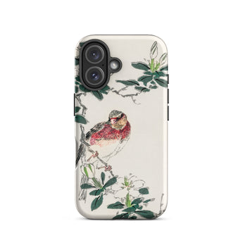 Japanese Rosefinch - Numata Kashu Phone Case Iphone 16 / Matte Bird-themed Phone Case Numata Kashu, Scarlet-breasted Finch Perches, Shūchō
