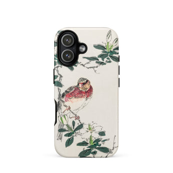 Japanese Rosefinch - Numata Kashu Phone Case Iphone 17 / Matte Iphone 12 Case Bird Floral Design White Background Numata Kashu,