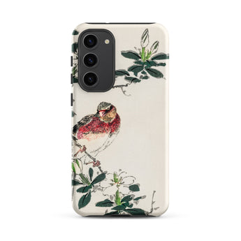 Japanese Rosefinch - Numata Kashu Phone Case Samsung Galaxy S23 Plus / Matte Cream-colored Phone Case Detailed Illustration Red-breasted