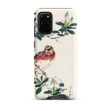 Japanese Rosefinch - Numata Kashu Samsung Case, Galaxy S20 Plus / Matte, White Smartphone Case Bird Floral Design