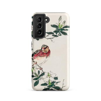 Japanese Rosefinch - Numata Kashu Samsung Case, Galaxy S21 / Matte, White Phone Case Painted Bird Branch