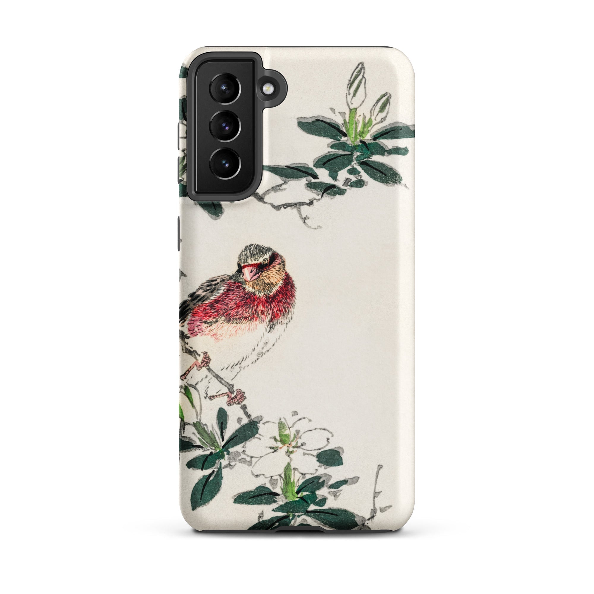 Japanese Rosefinch Numata Kashu Samsung Case, Galaxy S21 Plus / Matte, White Phone Case Bird Floral Design
