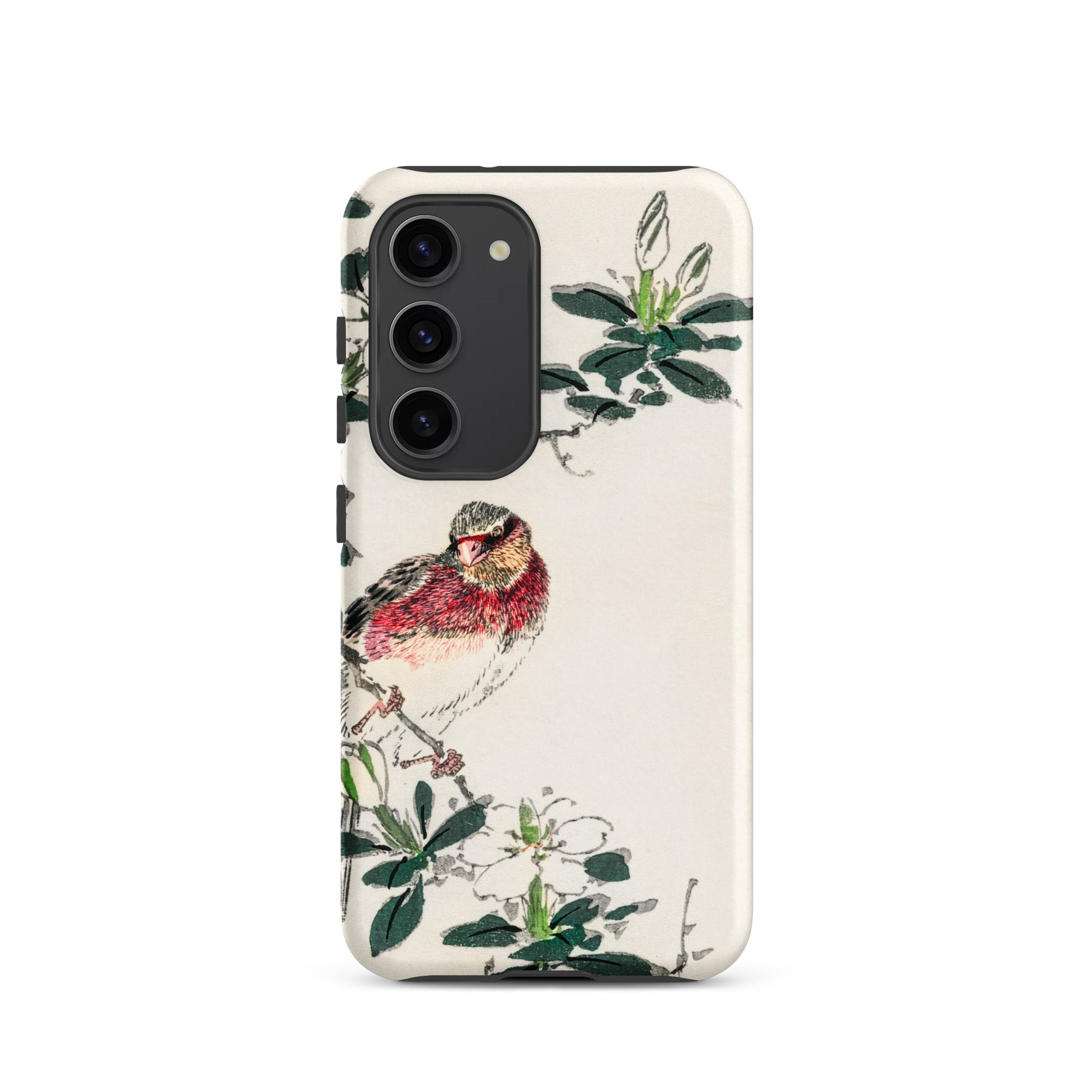 Japanese Rosefinch Numata Kashu Samsung Case, Galaxy S23 / Matte, White Smartphone Case Traditional Painted Bird Floral Design