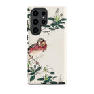 Japanese Rosefinch Numata Kashu Samsung Case, Galaxy S23 Ultra / Matte, White Phone Case Vibrant Bird Floral Illustration