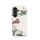 Japanese Rosefinch Numata Kashu Samsung Case, Galaxy S24 / Matte, White Smartphone Case Bird Floral Design