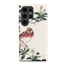 Japanese Rosefinch Numata Kashu Samsung Case, Galaxy S24 Ultra / Matte, White Smartphone Case Colorful Bird Floral Design