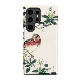 Japanese Rosefinch - Numata Kashu Samsung Case, Galaxy S24 Ultra / Matte, White Smartphone Case Colorful Bird Floral Design