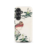 Japanese Rosefinch - Numata Kashu Samsung Case, Galaxy S25 / Matte, White Smartphone Case Red Brown Bird Perched Branch