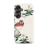 Japanese Rosefinch - Numata Kashu Samsung Case, Galaxy S25 Plus / Matte, White Smartphone Case Bird Floral Design