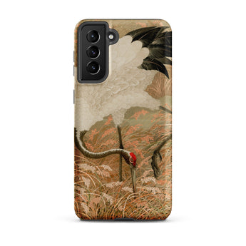 Japanese Sarus Crane - G.a. Audsley Phone Case Samsung Galaxy S21 Plus / Matte Detailed Illustration White Black Wingtips, George Ashdown,