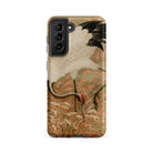 Japanese Sarus Crane G.a. Audsley Samsung Case, Galaxy S21 Fe / Matte, Smartphone Case White Crane Red Head Muted Earthy Toned