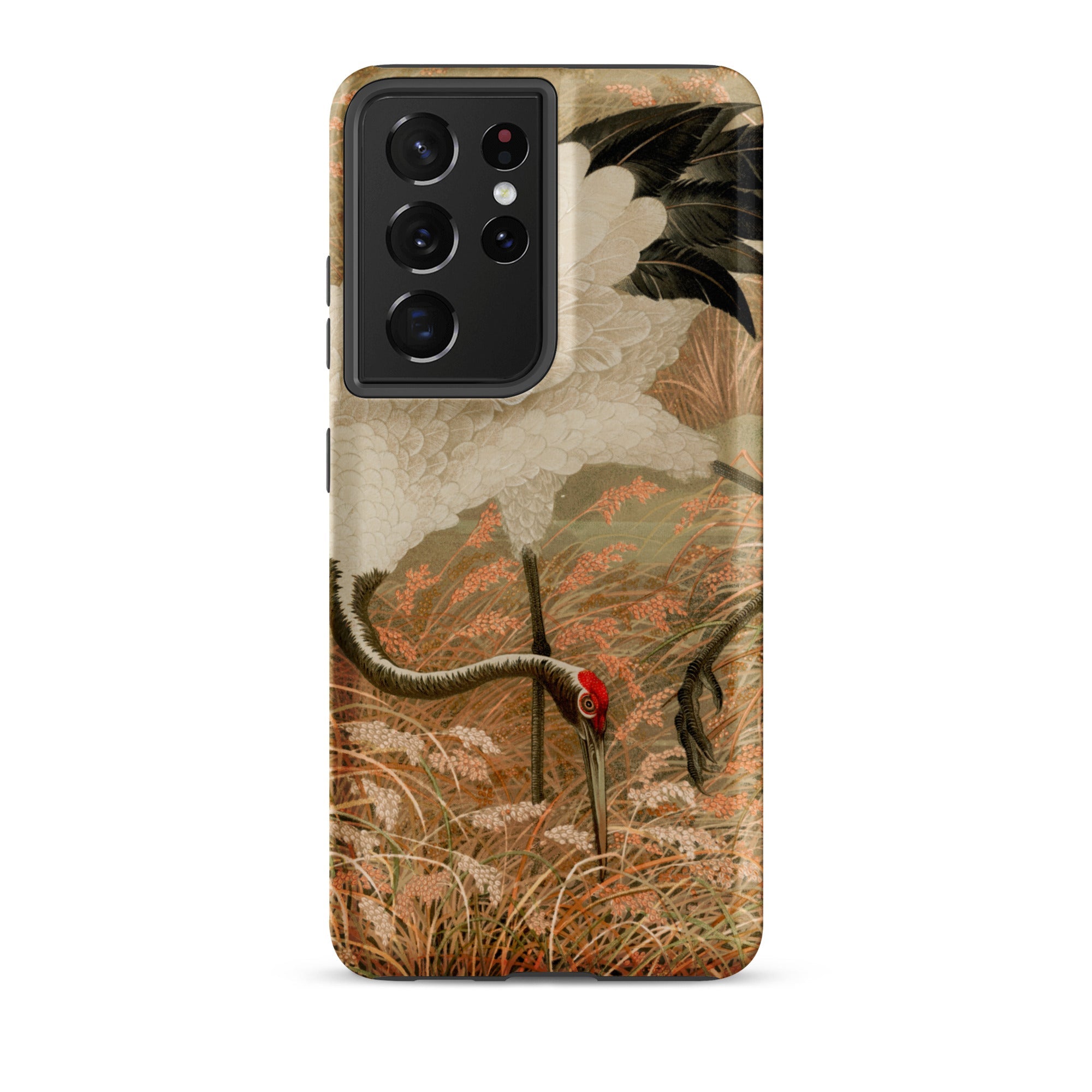 Japanese Sarus Crane G.a. Audsley Samsung Case, Galaxy S21 Ultra / Matte, Smartphone Case Red Crowned Crane Dragon Design