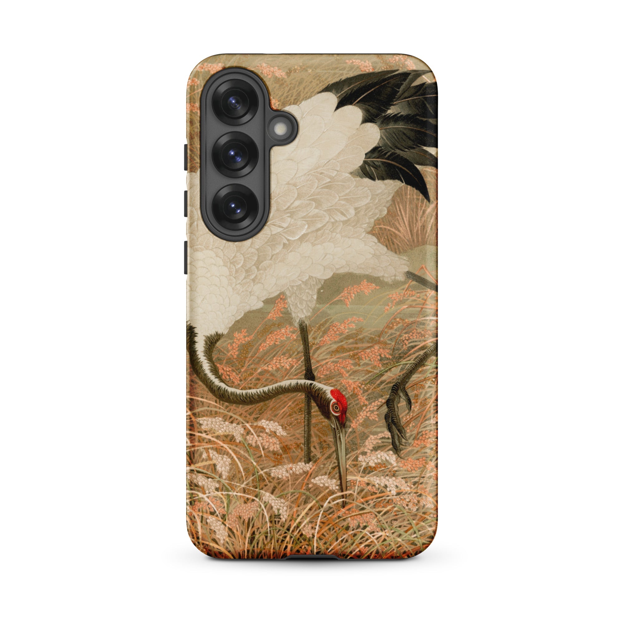 Japanese Sarus Crane G.a. Audsley Samsung Case, Galaxy S25 Plus / Matte, Smartphone Case White Crane Red Head Natural