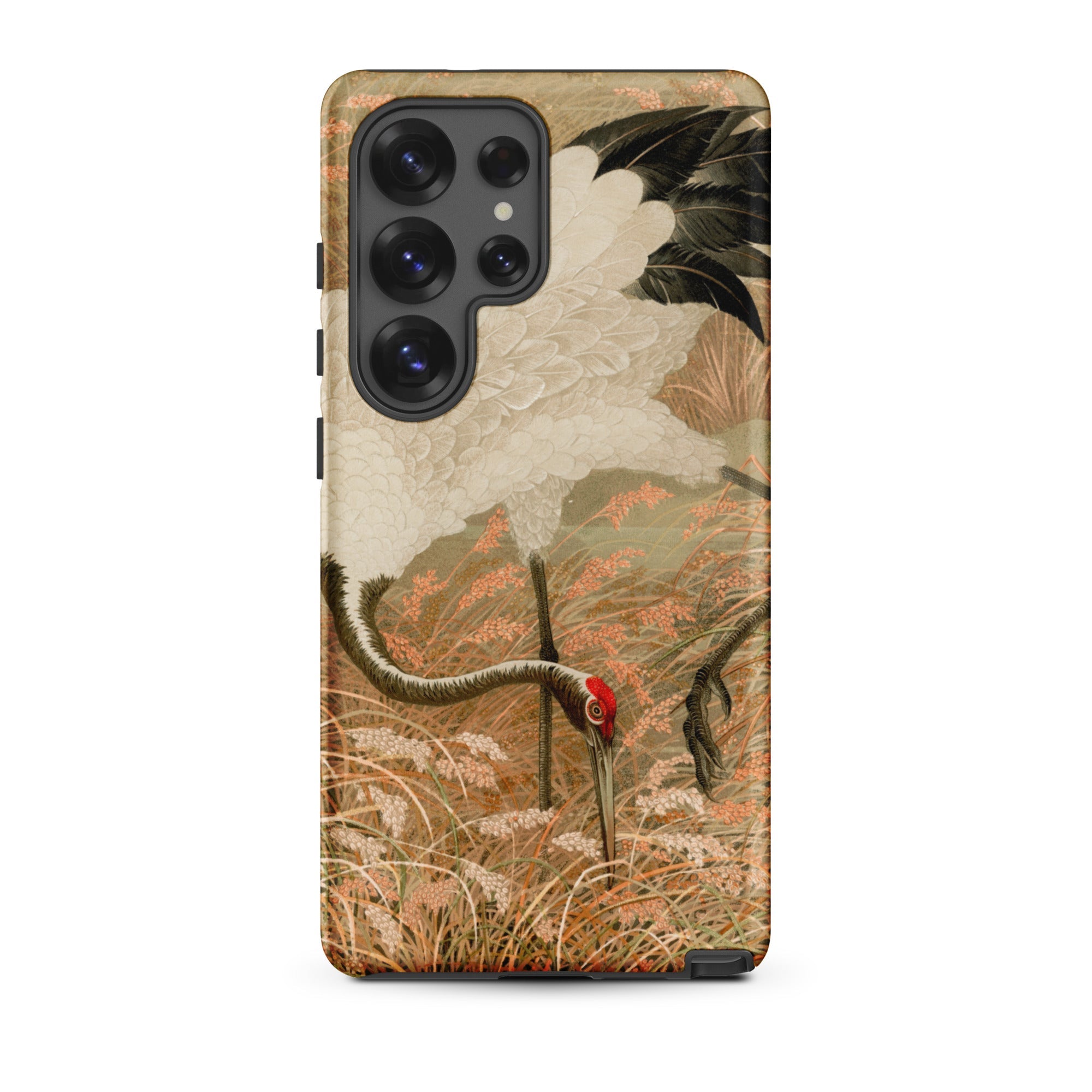 Japanese Sarus Crane G.a. Audsley Samsung Case, Galaxy S25 Ultra / Matte, Smartphone Case White Crane Red Head Natural