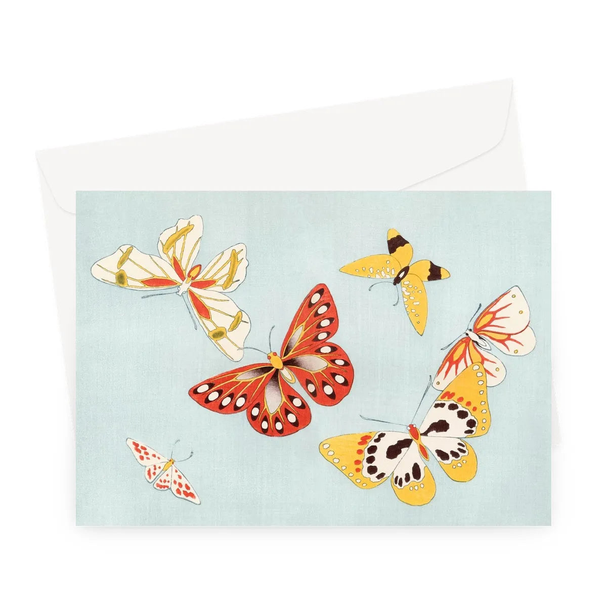 Japanese Summer Colors Butterflies By Kamisaka Sekka Greeting Card - A5 Landscape / 1 Card - Greeting & Note Cards