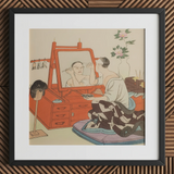 Japanese Theater Scene - Hasegawa Takejiro Art Print / Canvas, 12x12’’ / 31x31cm / Black Frame / Matboard, Posters Prints & Visual Artwork,