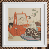 Japanese Theater Scene - Hasegawa Takejiro Art Print / Canvas, 12x12’’ / 31x31cm / White Frame / Matboard, Posters Prints & Visual Artwork,