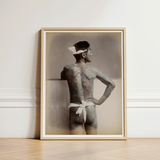 Japanese Wabori Tattoo - S. Ogawa Fine Art Print / Canvas Framed Black-and-white Photograph Man Intricate Tattoos Arms White, Eternal