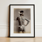 Japanese Wabori Tattoo - S. Ogawa Fine Art Print / Canvas Black-framed Sepia-toned Portrait Tattooed Man Traditional, Eternal Floating