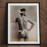 Japanese Wabori Tattoo - S. Ogawa Fine Art Print / Canvas Black Framed Vintage Sailor Collar, Eternal Floating World, Tattoos Prints