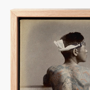 Japanese Wabori Tattoo - S. Ogawa Fine Art Print / Canvas Framed Black-and-white Photograph Man Intricate Tattoos Headband Encased, Eternal