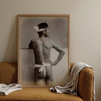 Japanese Wabori Tattoo - S. Ogawa Fine Art Print / Canvas Framed Black-and-white Photograph Tattooed Man Intricate Designs Arms, Eternal