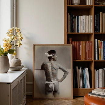 Japanese Wabori Tattoo - S. Ogawa Fine Art Print / Canvas Framed Black-and-white Photograph Tattooed Man Profile White Headband, Eternal
