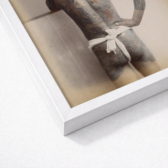 Japanese Wabori Tattoo - S. Ogawa Fine Art Print / Canvas White Framed Artwork Tattooed Figure Bound Sash, Eternal Floating World, Tattoos