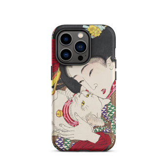 Japanese Woman and Cat - Tsukioka Yoshitoshi Iphone Case, 14 Pro / Matte, Phone Case Japanese Art