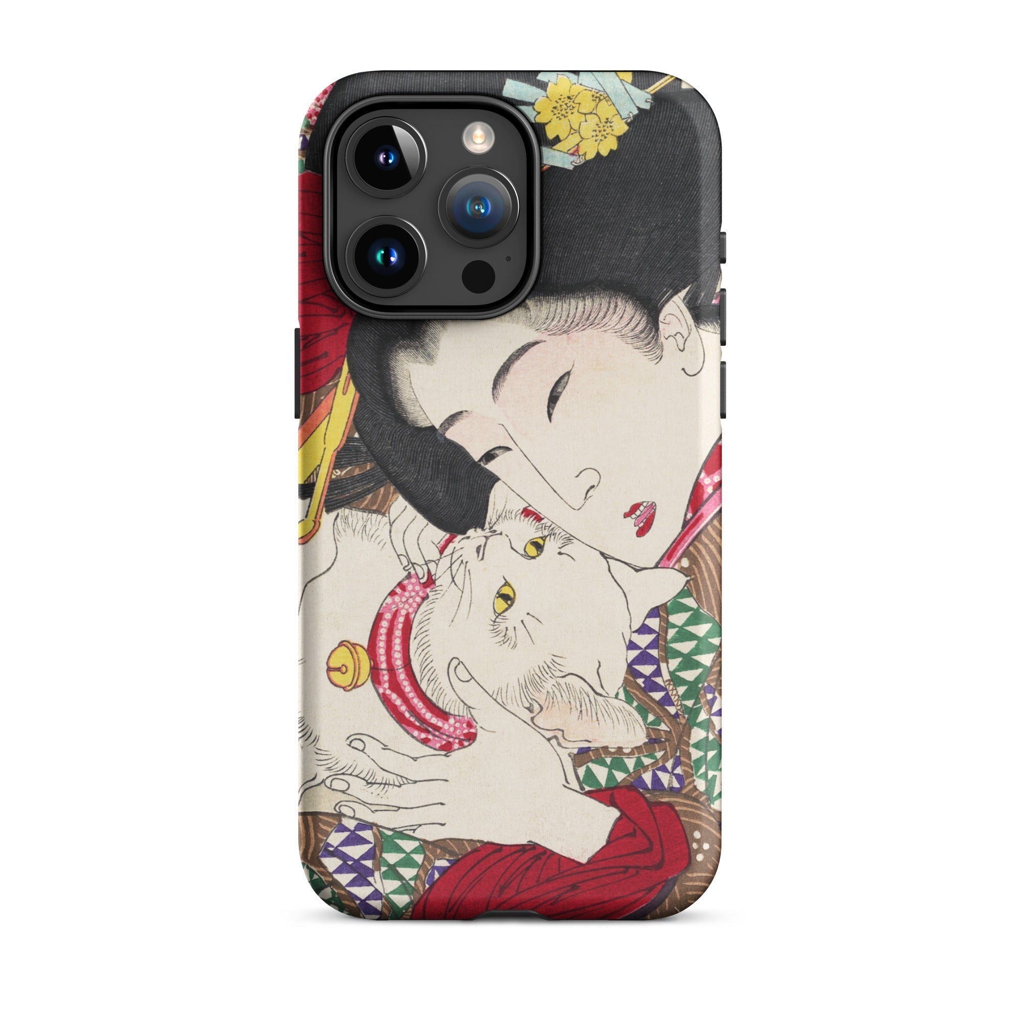 Japanese Woman and Cat Tsukioka Yoshitoshi Iphone Case, 15 Pro Max / Matte, Artistic Phone Case Woman Cat Design