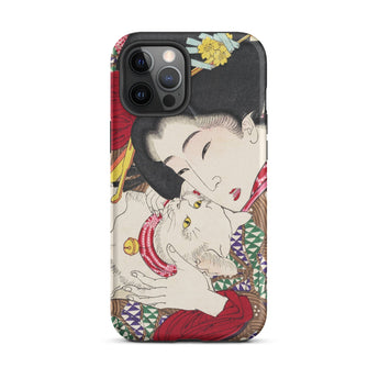 Japanese Woman and Cat - Tsukioka Yoshitoshi Phone Case Iphone 12 Pro Max / Matte Phone Case Woman Cat Design Tsukioka Yoshitoshi Iphone,