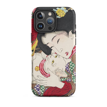 Japanese Woman and Cat - Tsukioka Yoshitoshi Phone Case Iphone 16 Pro Max / Matte Artistic Phone Case Tsukioka Yoshitoshi Iphone,