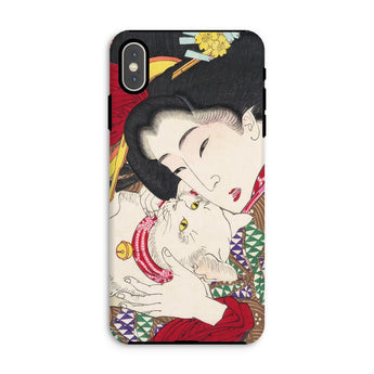 Japanese Woman and Cat - Tsukioka Yoshitoshi Phone Case Iphone Xs Max / Matte Phone Case Traditional Japanese Ukiyo-e Artwork Intimate