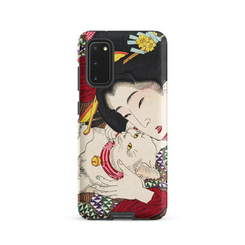 Japanese Woman and Cat - Tsukioka Yoshitoshi Phone Case Samsung Galaxy S20 / Matte Phone Case Traditional Japanese Ukiyo-e Style