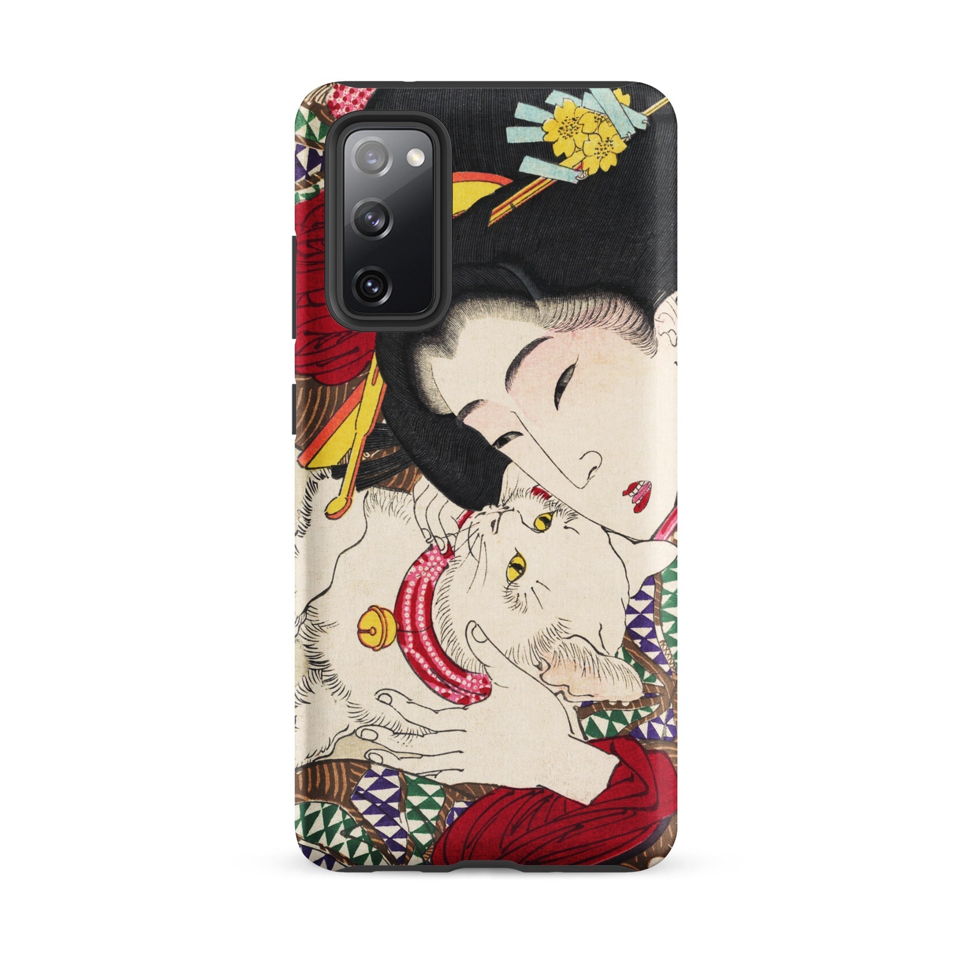 Japanese Woman and Cat Tsukioka Yoshitoshi Samsung Case, Galaxy S20 Fe / Matte, Black Phone Case Japanese Ukiyo e Style Illustration Woman