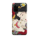 Japanese Woman and Cat - Tsukioka Yoshitoshi Samsung Case, Galaxy S20 Plus / Matte, Black Smartphone Case Japanese Ukiyo-e Style