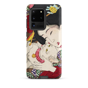 Japanese Woman and Cat - Tsukioka Yoshitoshi Samsung Case, Galaxy S20 Ultra / Matte, Samsung Galaxy S20 Ultra Phone Case Japanese Ukiyo-e