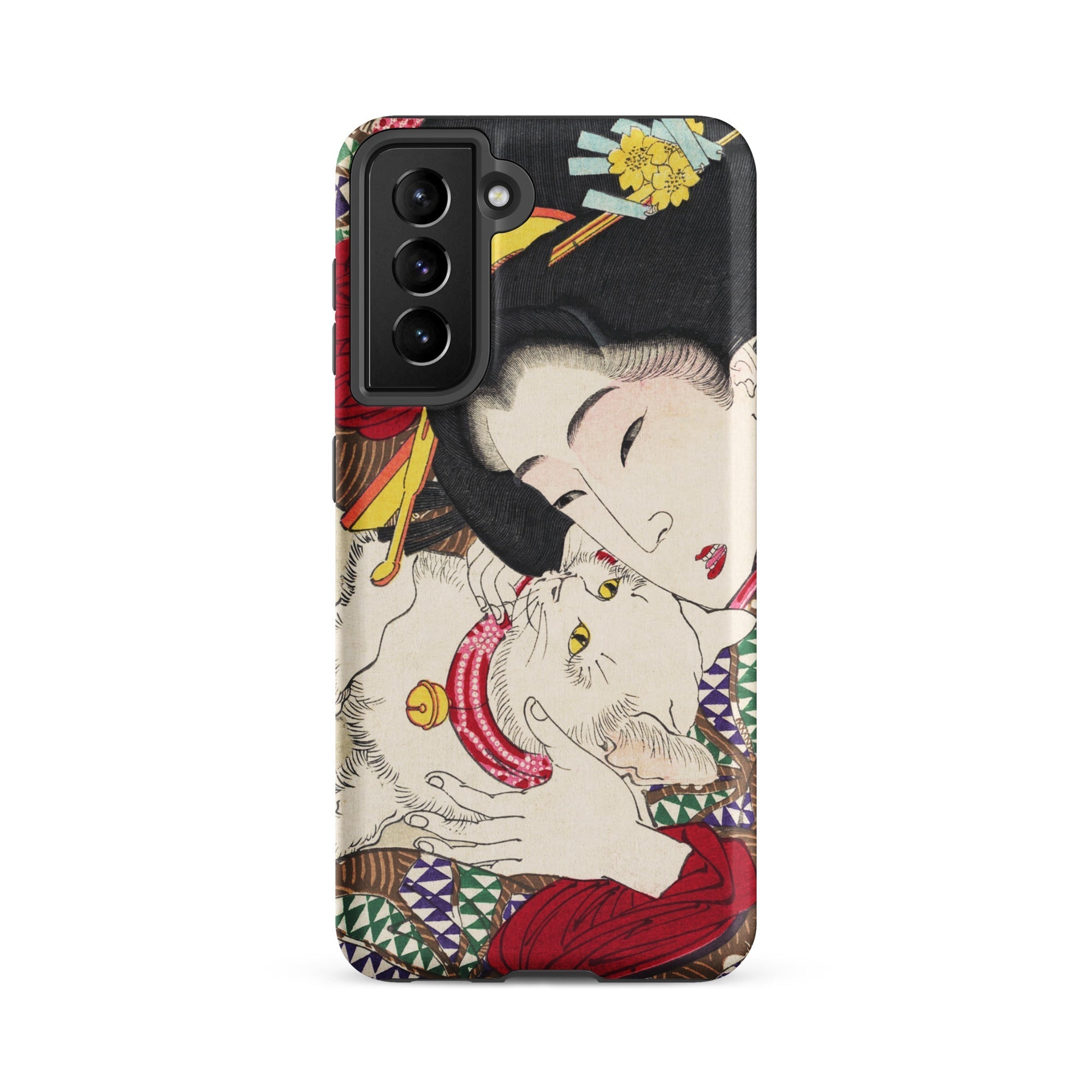 Japanese Woman and Cat Tsukioka Yoshitoshi Samsung Case, Galaxy S21 Fe / Matte, Smartphone Case Ukiyo e Style Illustration Woman Cat