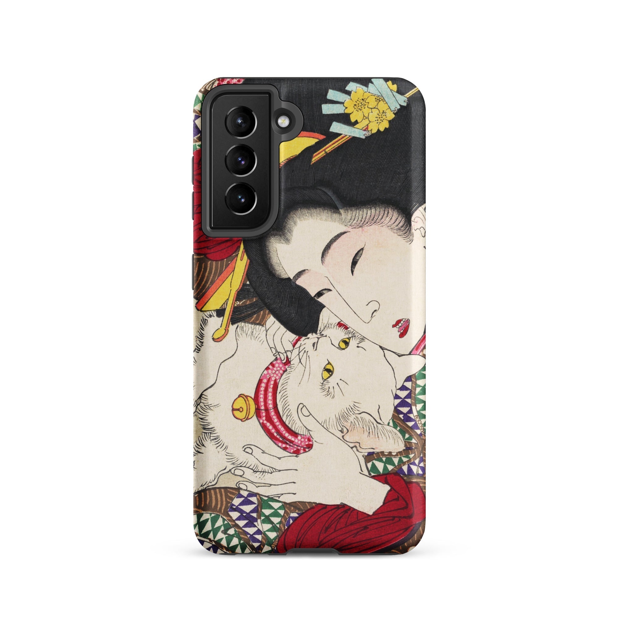 Japanese Woman and Cat Tsukioka Yoshitoshi Samsung Case, Galaxy S21 / Matte, Smartphone Case Traditional Japanese Ukiyo e Style