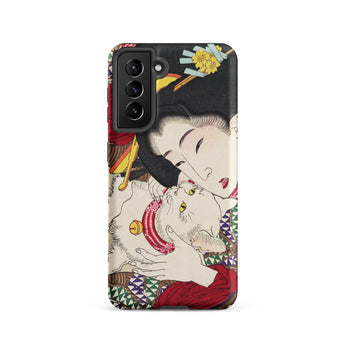 Japanese Woman and Cat - Tsukioka Yoshitoshi Samsung Case, Galaxy S21 / Matte, Smartphone Case Traditional Japanese Ukiyo-e Style