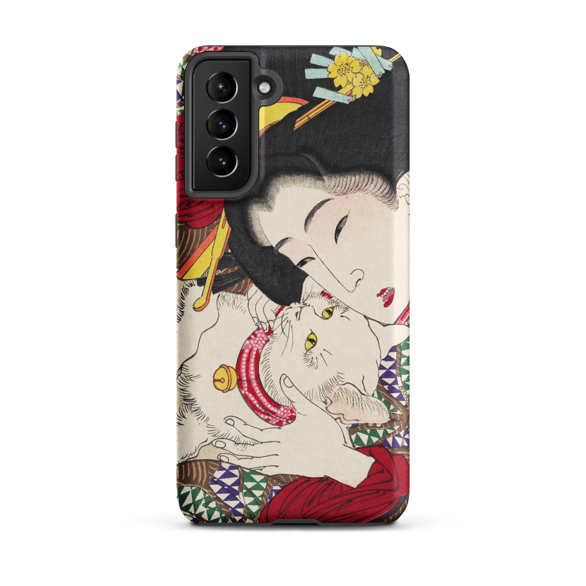 Japanese Woman and Cat Tsukioka Yoshitoshi Samsung Case, Galaxy S21 Plus / Matte, Phone Case Japanese Ukiyo e Print Woman Cat