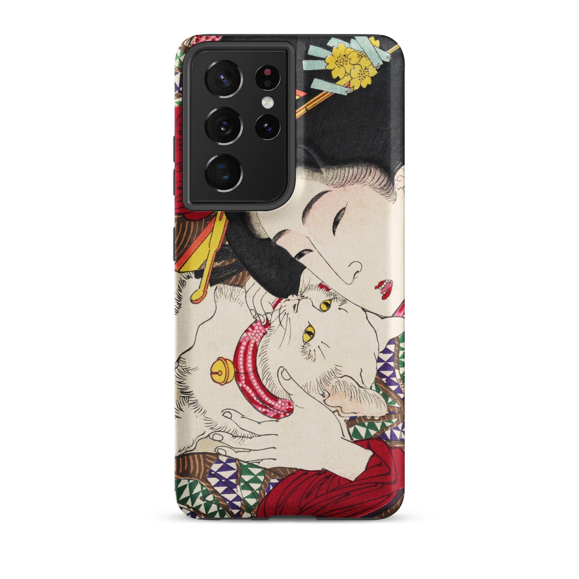 Japanese Woman and Cat Tsukioka Yoshitoshi Samsung Case, Galaxy S21 Ultra / Matte, Smartphone Case Japanese Ukiyo e Style Illustration