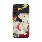 Japanese Woman and Cat Tsukioka Yoshitoshi Samsung Case, Galaxy S22 Plus / Matte, Black Smartphone Case Traditional Japanese Art Print Woman