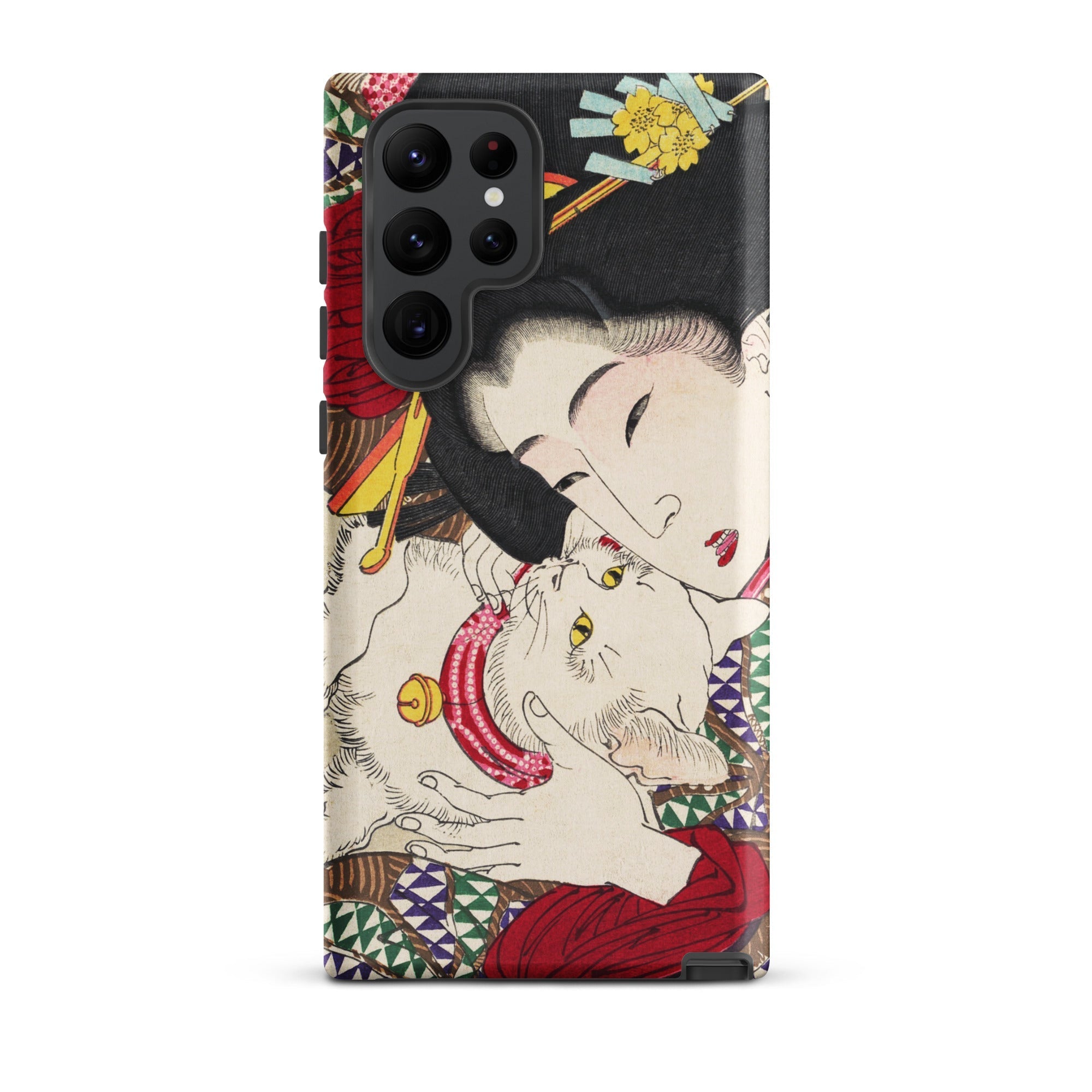 Japanese Woman and Cat Tsukioka Yoshitoshi Samsung Case, Galaxy S22 Ultra / Matte, Smartphone Case Traditional Japanese Ukiyo e Print Woman